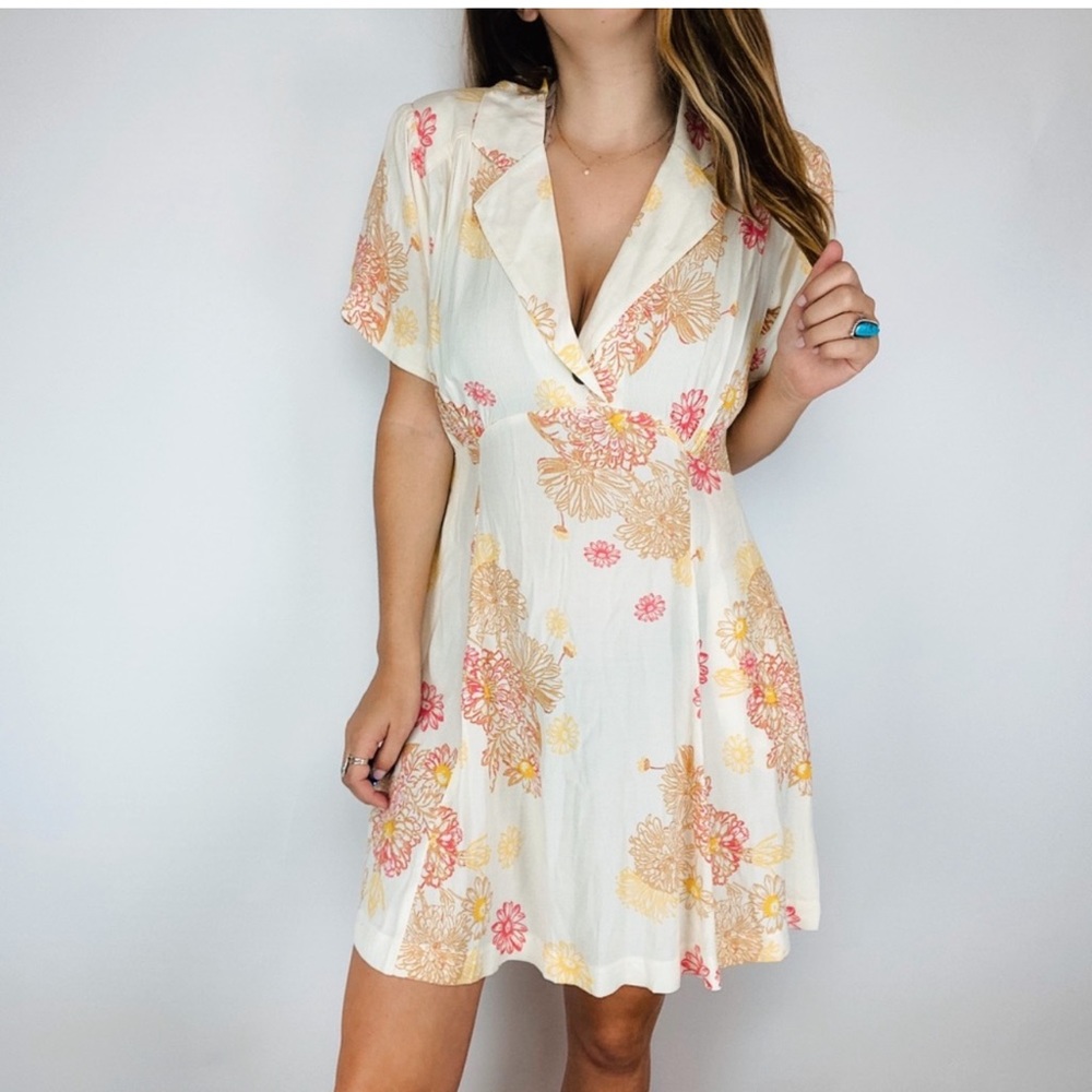 *Free People Cream Floral Collar Dress